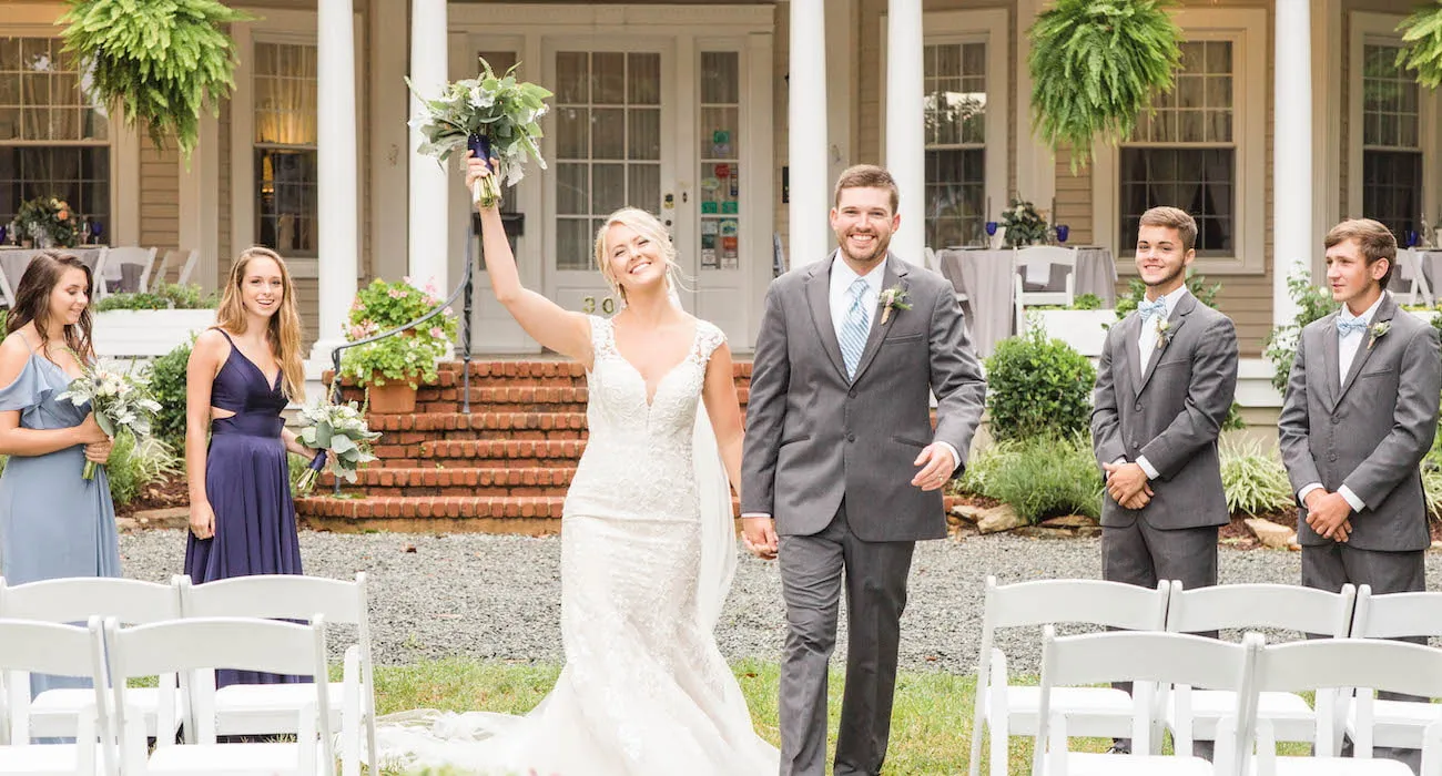 Bride and groom at North Carolina wedding venue
